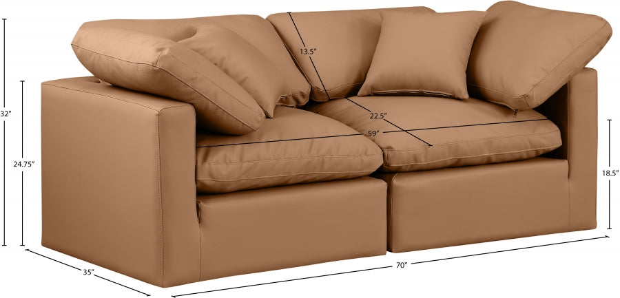 Indulge Faux Leather Sofa Cognac from Meridian - Luna Furniture