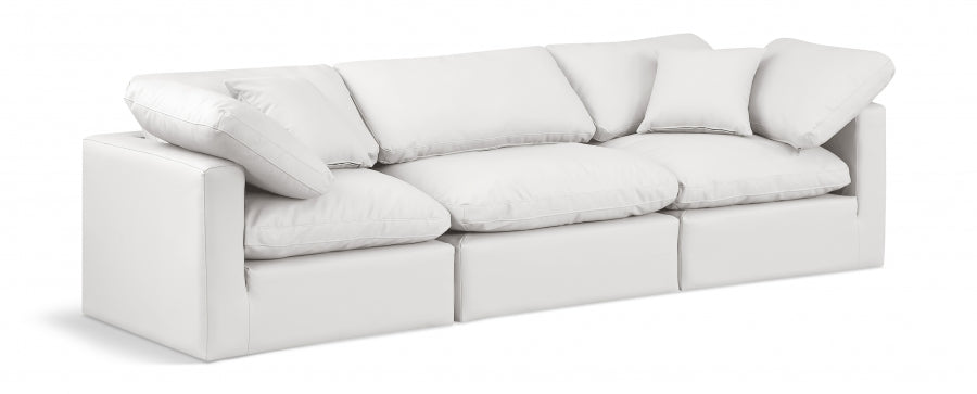 Indulge Faux Leather Sofa Cream from Meridian - Luna Furniture