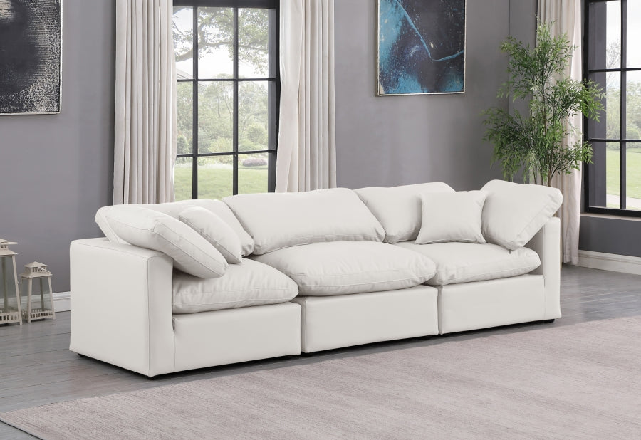 Indulge Faux Leather Sofa Cream from Meridian - Luna Furniture