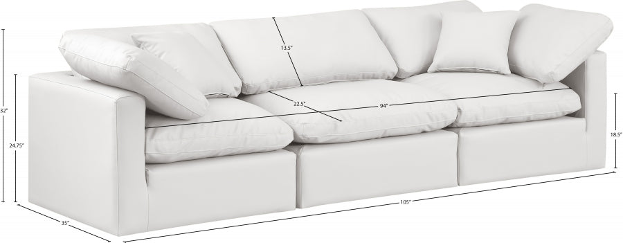 Indulge Faux Leather Sofa Cream from Meridian - Luna Furniture