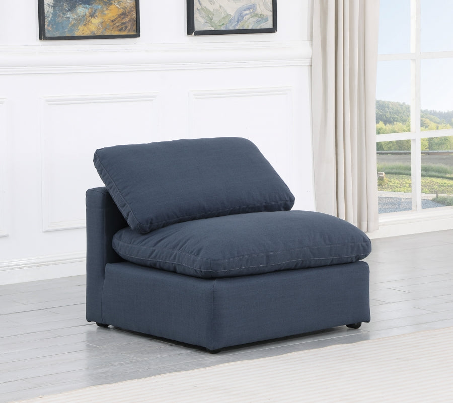 Indulge Linen Textured Fabric Living Room Chair Blue from Meridian - Luna Furniture