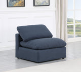 Indulge Linen Textured Fabric Living Room Chair Blue from Meridian - Luna Furniture