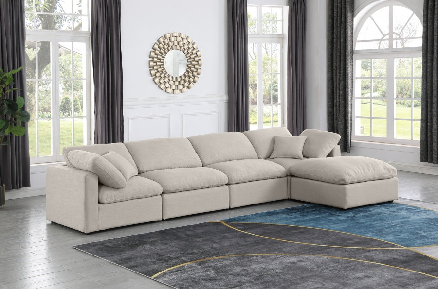 Indulge Linen Textured Fabric Sectional Beige from Meridian - Luna Furniture