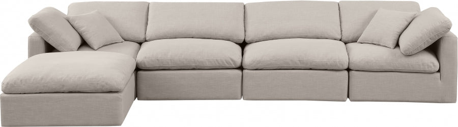 Indulge Linen Textured Fabric Sectional Beige from Meridian - Luna Furniture