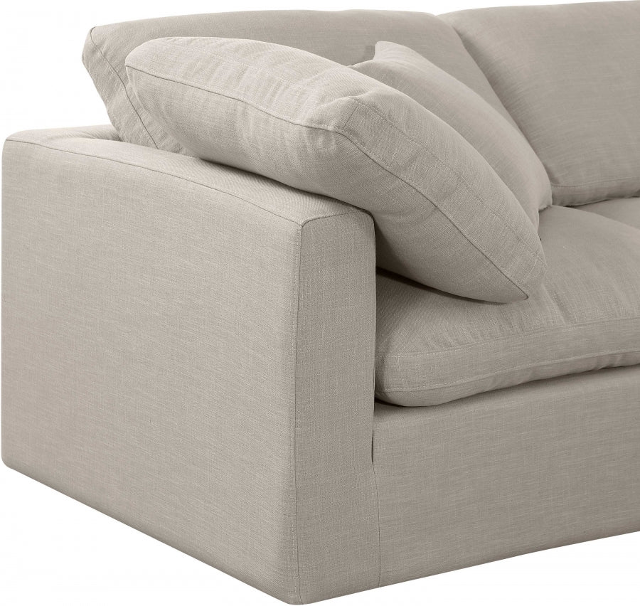 Indulge Linen Textured Fabric Sectional Beige from Meridian - Luna Furniture