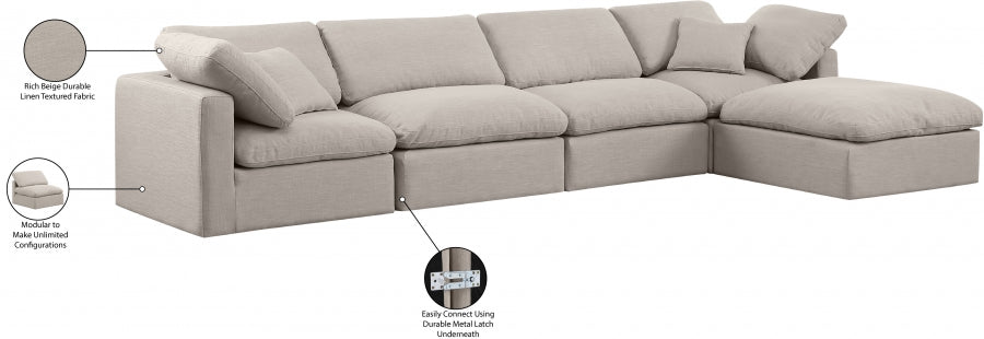 Indulge Linen Textured Fabric Sectional Beige from Meridian - Luna Furniture