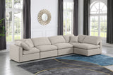 Indulge Linen Textured Fabric Sectional Beige from Meridian - Luna Furniture