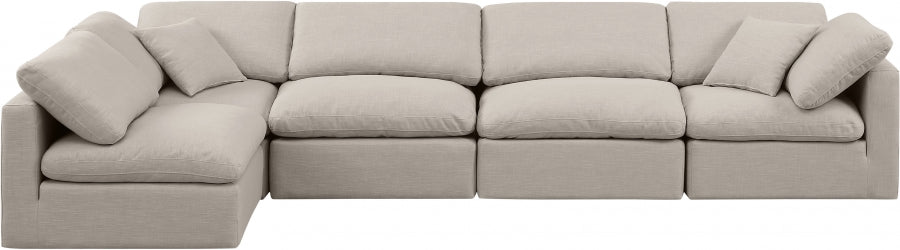 Indulge Linen Textured Fabric Sectional Beige from Meridian - Luna Furniture