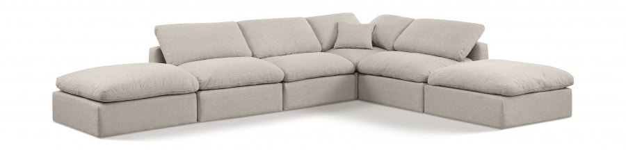 Indulge Linen Textured Fabric Sectional Beige from Meridian - Luna Furniture