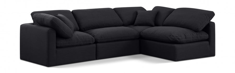 Indulge Linen Textured Fabric Sectional Black from Meridian - Luna Furniture