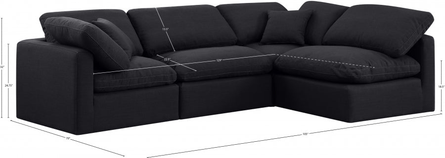 Indulge Linen Textured Fabric Sectional Black from Meridian - Luna Furniture