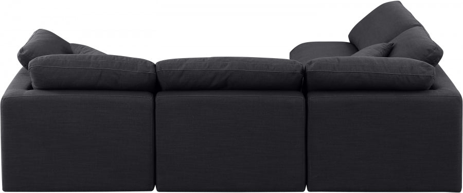 Indulge Linen Textured Fabric Sectional Black from Meridian - Luna Furniture