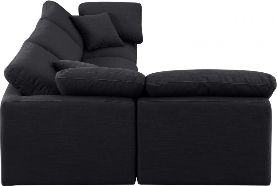 Indulge Linen Textured Fabric Sectional Black from Meridian - Luna Furniture