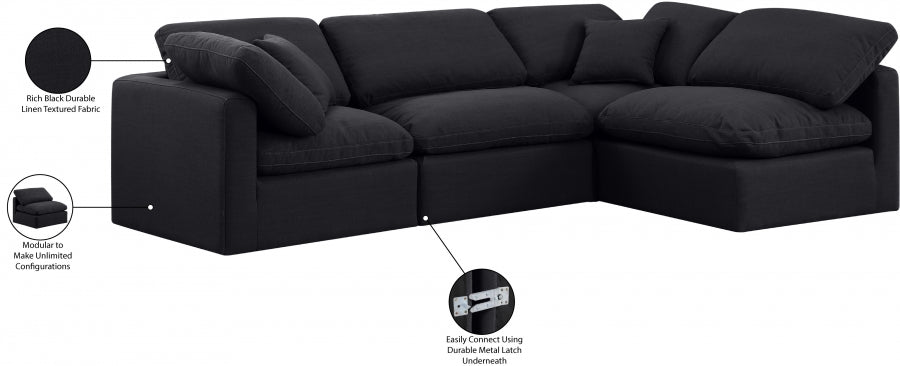 Indulge Linen Textured Fabric Sectional Black from Meridian - Luna Furniture