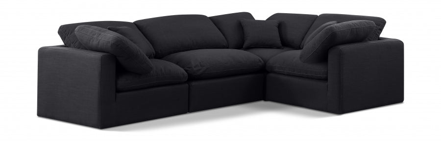 Indulge Linen Textured Fabric Sectional Black from Meridian - Luna Furniture