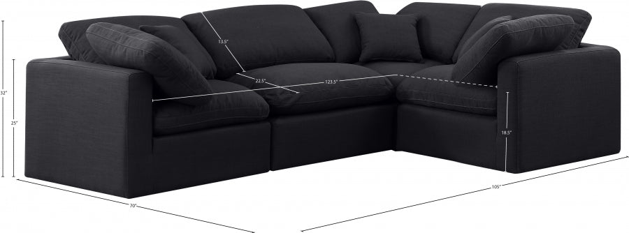 Indulge Linen Textured Fabric Sectional Black from Meridian - Luna Furniture