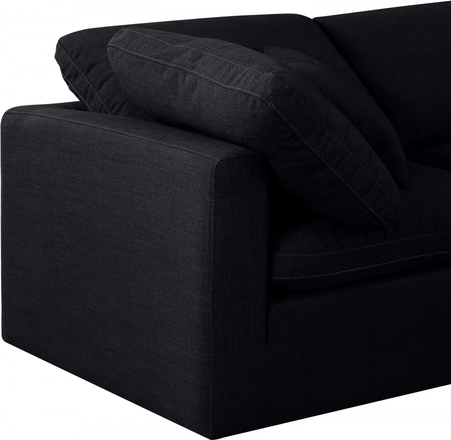 Indulge Linen Textured Fabric Sectional Black from Meridian - Luna Furniture