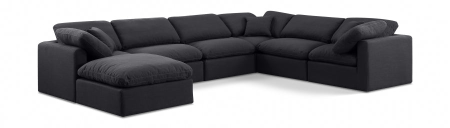 Indulge Linen Textured Fabric Sectional Black from Meridian - Luna Furniture