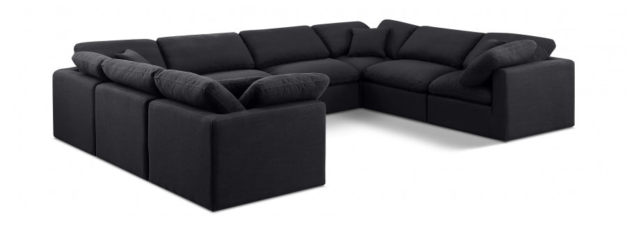 Indulge Linen Textured Fabric Sectional Black from Meridian - Luna Furniture