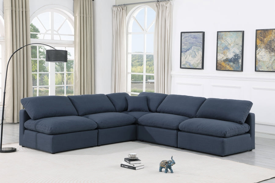 Indulge Linen Textured Fabric Sectional Blue from Meridian - Luna Furniture