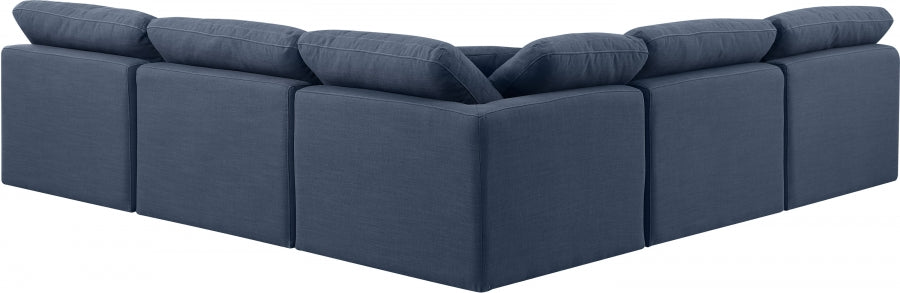 Indulge Linen Textured Fabric Sectional Blue from Meridian - Luna Furniture