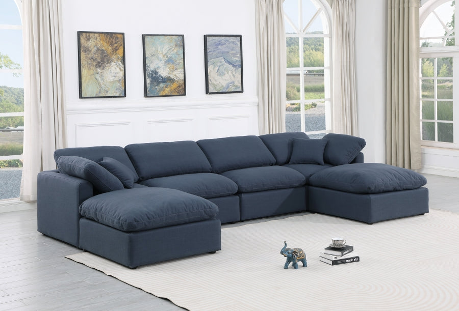 Indulge Linen Textured Fabric Sectional Blue from Meridian - Luna Furniture