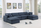 Indulge Linen Textured Fabric Sectional Blue from Meridian - Luna Furniture