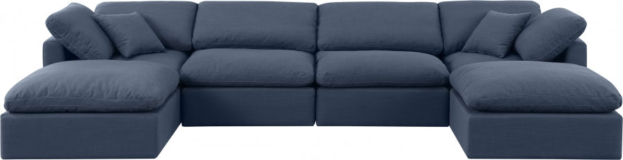 Indulge Linen Textured Fabric Sectional Blue from Meridian - Luna Furniture