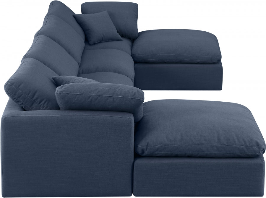 Indulge Linen Textured Fabric Sectional Blue from Meridian - Luna Furniture