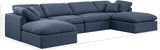 Indulge Linen Textured Fabric Sectional Blue from Meridian - Luna Furniture