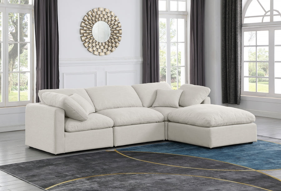 Indulge Linen Textured Fabric Sectional Cream from Meridian - Luna Furniture