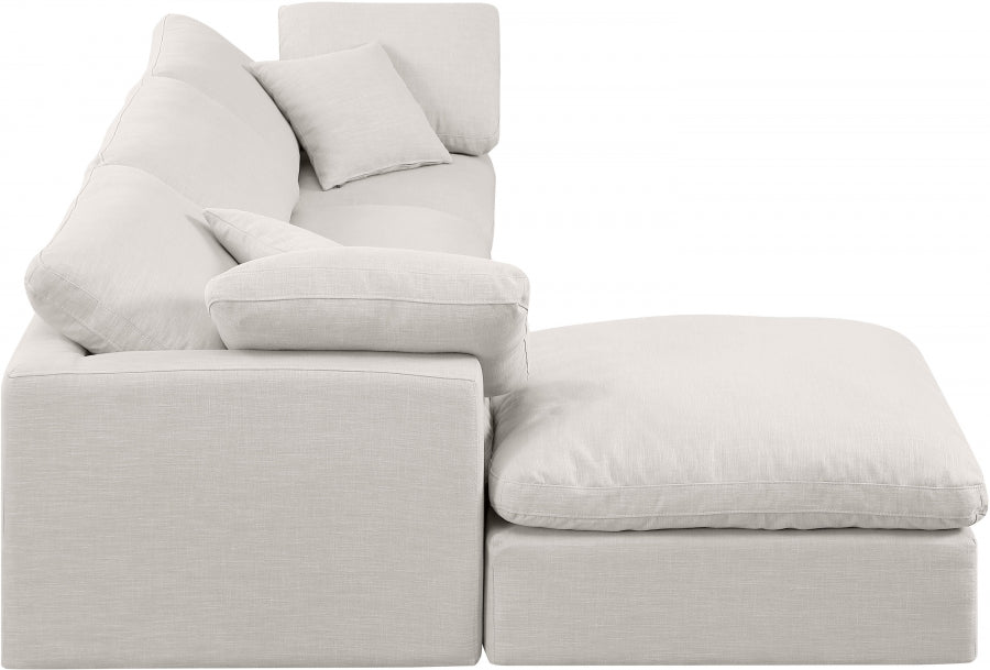 Indulge Linen Textured Fabric Sectional Cream from Meridian - Luna Furniture