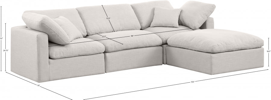 Indulge Linen Textured Fabric Sectional Cream from Meridian - Luna Furniture