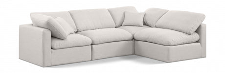 Indulge Linen Textured Fabric Sectional Cream from Meridian - Luna Furniture