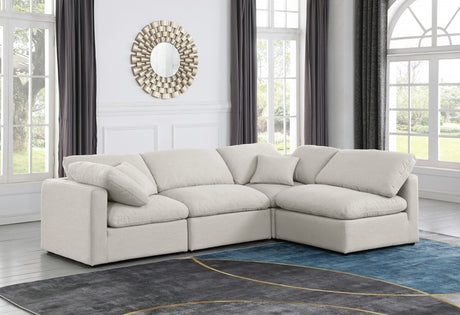 Indulge Linen Textured Fabric Sectional Cream from Meridian - Luna Furniture