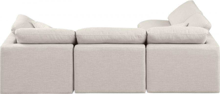 Indulge Linen Textured Fabric Sectional Cream from Meridian - Luna Furniture