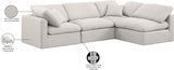 Indulge Linen Textured Fabric Sectional Cream from Meridian - Luna Furniture