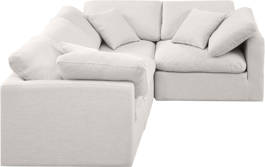 Indulge Linen Textured Fabric Sectional Cream from Meridian - Luna Furniture