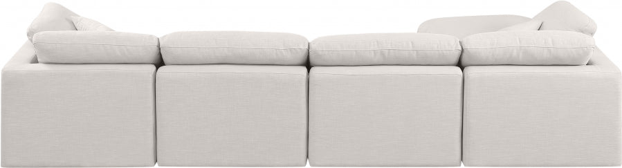 Indulge Linen Textured Fabric Sectional Cream from Meridian - Luna Furniture