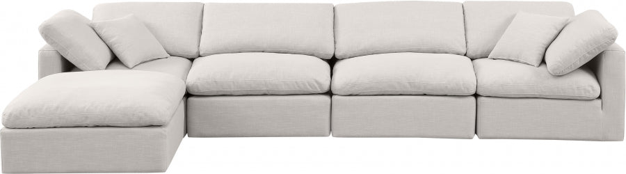 Indulge Linen Textured Fabric Sectional Cream from Meridian - Luna Furniture