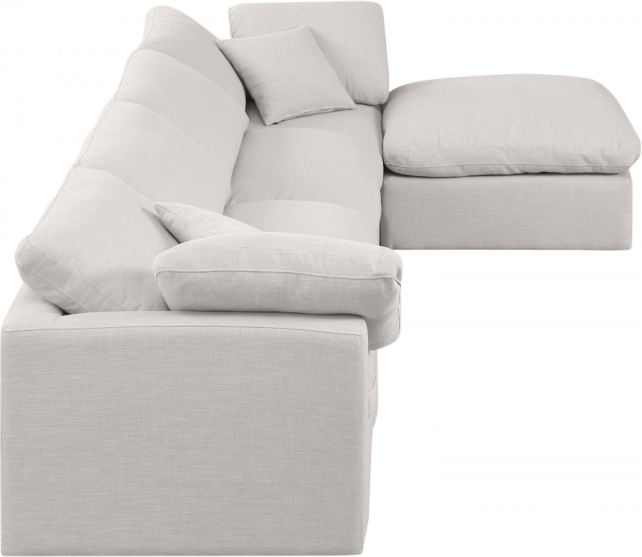 Indulge Linen Textured Fabric Sectional Cream from Meridian - Luna Furniture