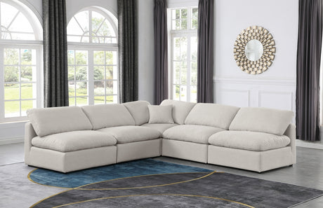 Indulge Linen Textured Fabric Sectional Cream from Meridian - Luna Furniture