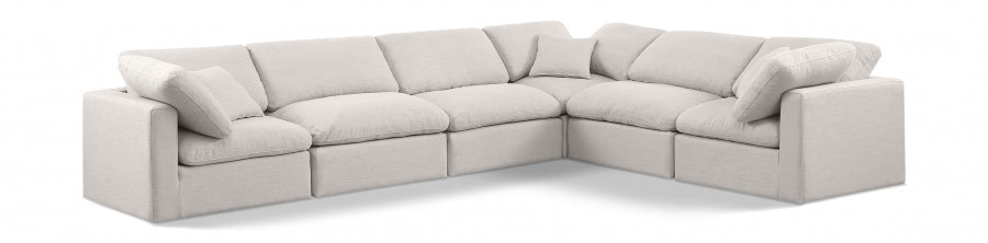 Indulge Linen Textured Fabric Sectional Cream from Meridian - Luna Furniture