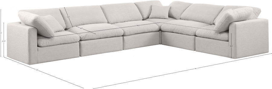 Indulge Linen Textured Fabric Sectional Cream from Meridian - Luna Furniture