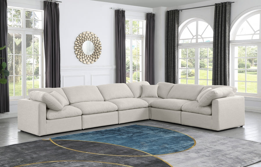 Indulge Linen Textured Fabric Sectional Cream from Meridian - Luna Furniture