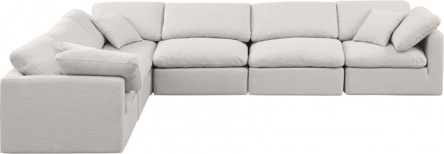 Indulge Linen Textured Fabric Sectional Cream from Meridian - Luna Furniture