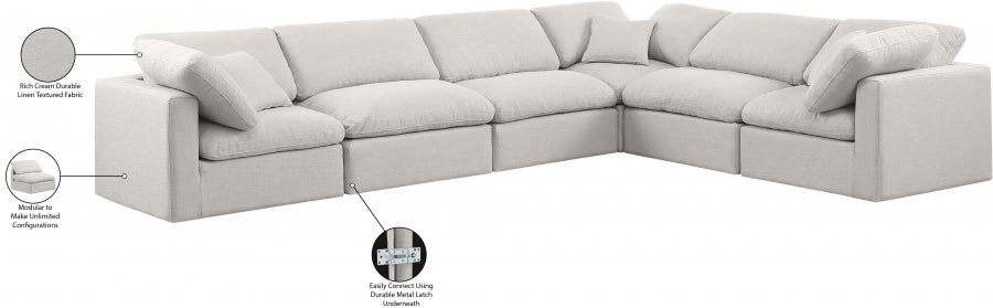 Indulge Linen Textured Fabric Sectional Cream from Meridian - Luna Furniture