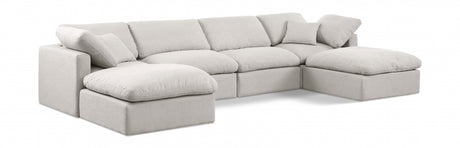 Indulge Linen Textured Fabric Sectional Cream from Meridian - Luna Furniture