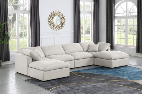 Indulge Linen Textured Fabric Sectional Cream from Meridian - Luna Furniture