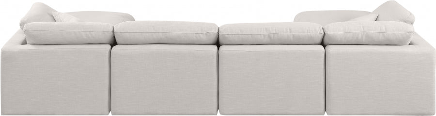 Indulge Linen Textured Fabric Sectional Cream from Meridian - Luna Furniture